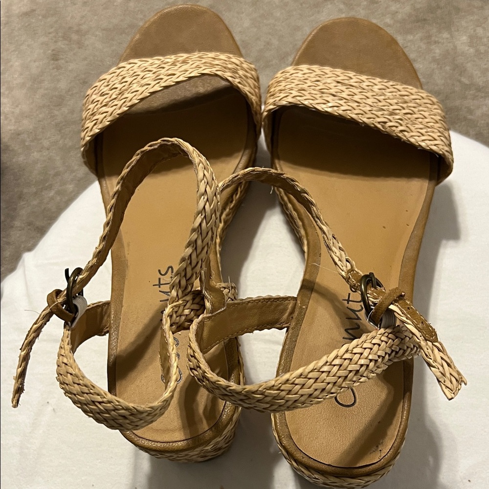 Coconuts by Matisse Braided Strap Wedge Sandals in Natural Tan - Picture 3 of 11